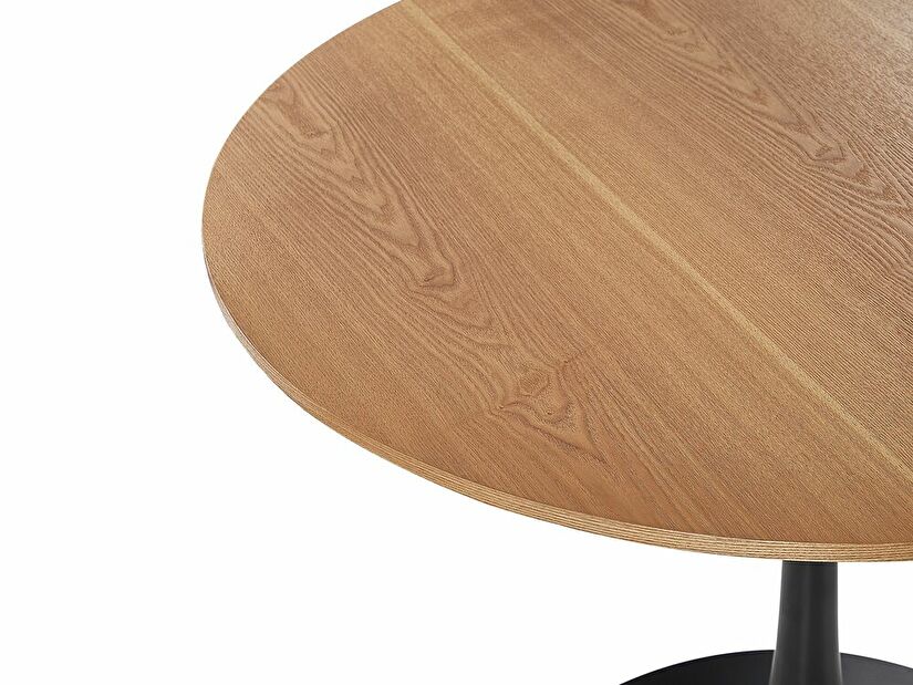 Masă de sufragerie rotundă Berylle (lemn deschis + Negru) (pentru 4 persoane)