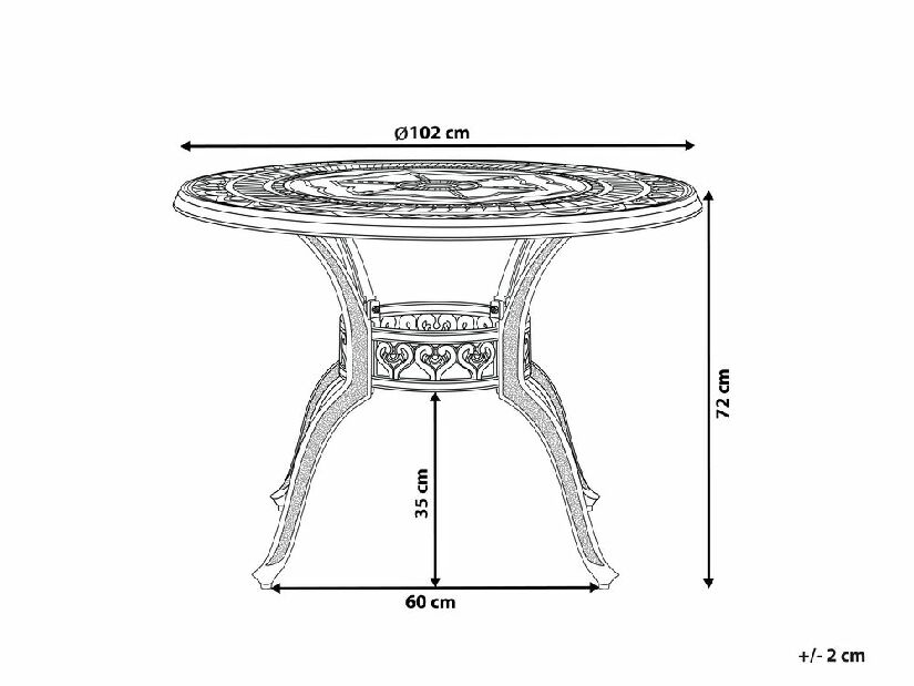 Masă de grădină 102 cm SALIO (MDF) (maro) (pentru 4 persoane)