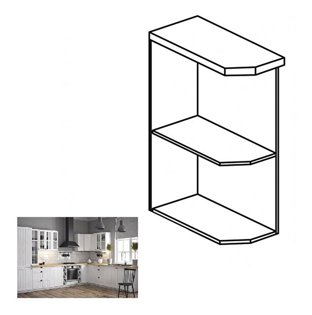 Dulap inferior de bucătărie cu rafturi D25PZ Provense (Alb) (S)
