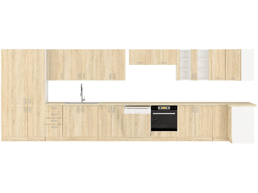 Dulap inferior de bucătărie Sylrona 80 D 2F BB (Alb + Stejar sonoma)