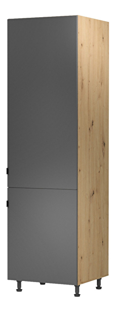 Dulap de bucătărie pentru frigider încorporat D60ZL Langari (stejar artisan + gri mat) (S)