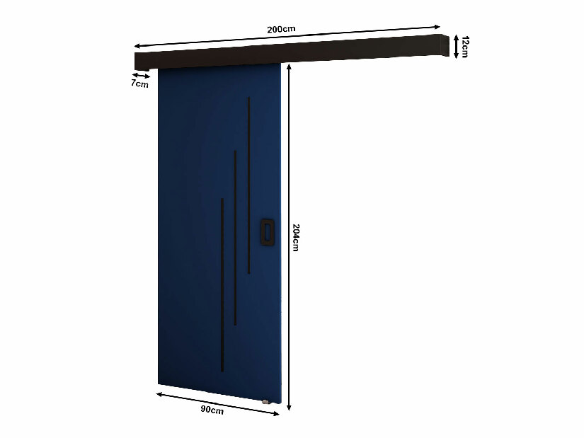 Uși culisante 90 cm Bethany VI (albastru închis + negru mat)