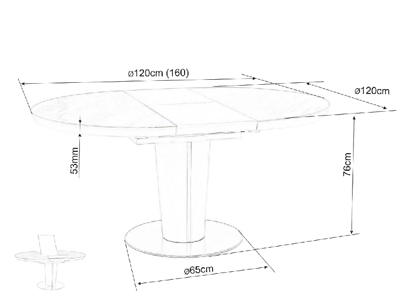 Masă extensibilă de sufragerie 120-160 cm Oris (alb) (pentru 4 până la 6 persoane)