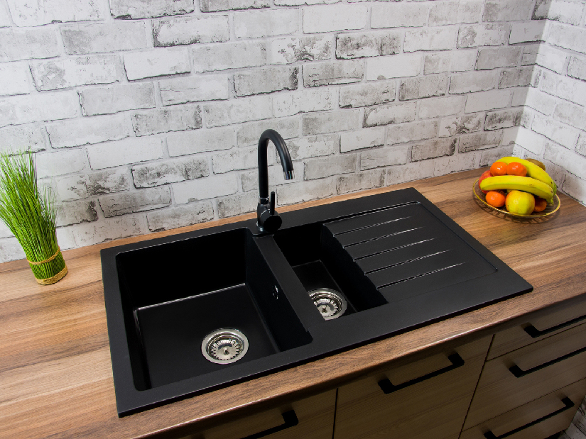 Chiuvetă de bucătărie Altava (negru) (fără orificiu pentru robinet) (D)