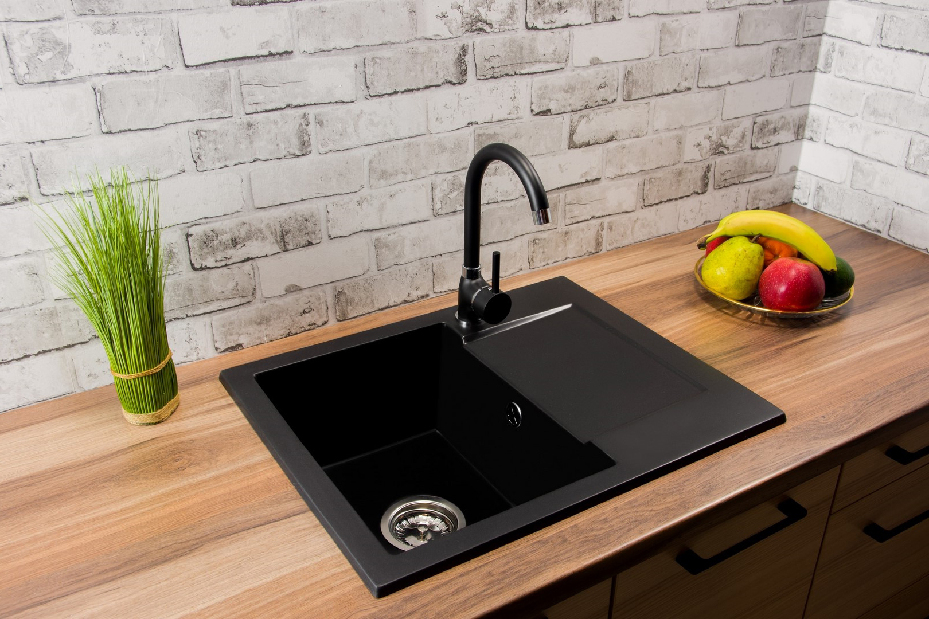 Chiuvetă de bucătărie Dalgam (negru) (fără orificiu pentru robinet) (D)