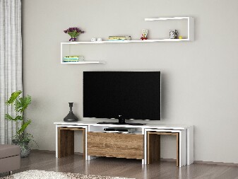 Masă TV/Dulap Eglo (Alb + Nuc)