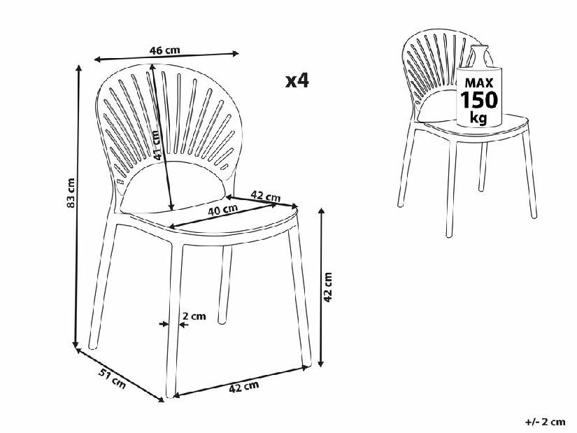 Set 4 buc scaune de sufragerie Ostza (alb)