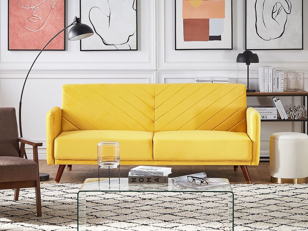 Canapea de stil, pe versiunea color de galben sau asa zisele culori de primăvară.