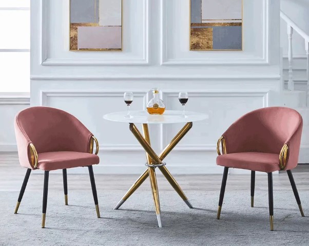 Masa de cafea Hubei (alb + auriu Crom) este în stil minimalist cu sticlă întărită este practică și funcțională.
