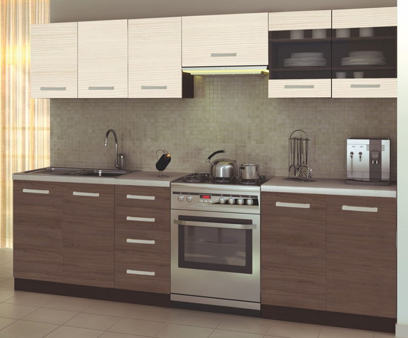 Set de mobilier pentru bucătărie. Dulapuri inferioare și superioare.