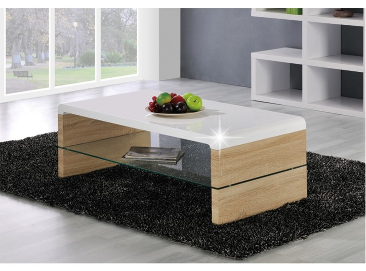 Măsuță de cafea in combinatia culorilor de alb si stejar sonoma.