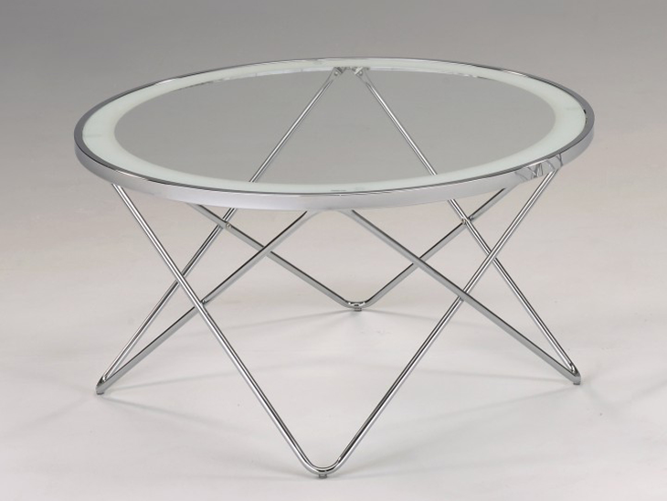 Masa rotunda din sticla.