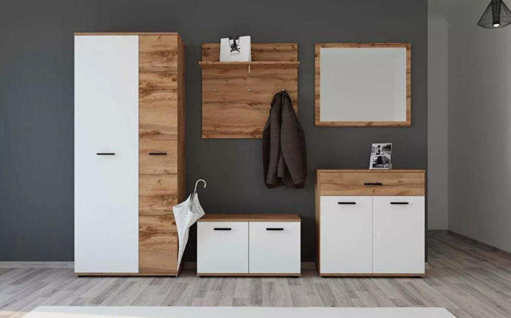 Mobilier pentru hol in combinatia de culori cu alb.