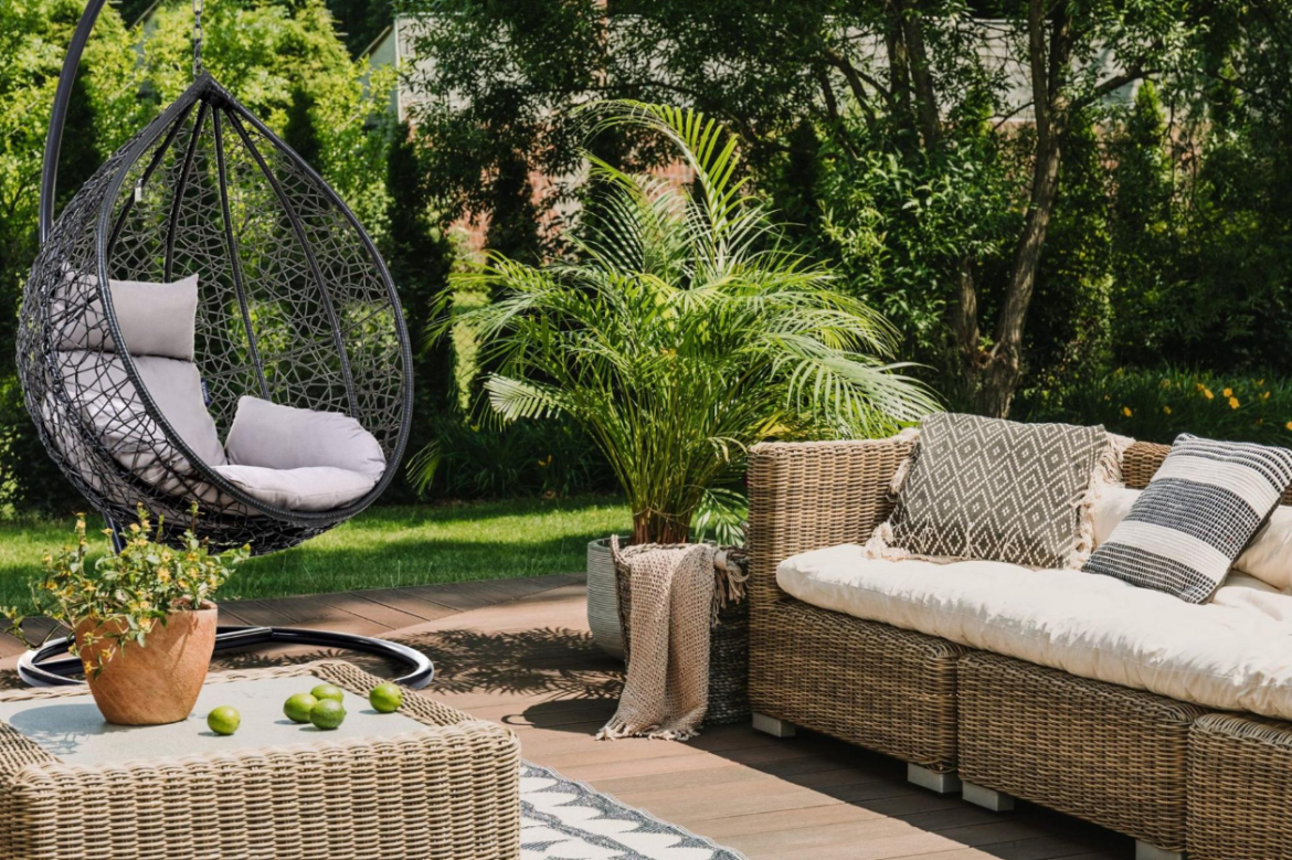 fotoliu balansoar, mobilier ratan