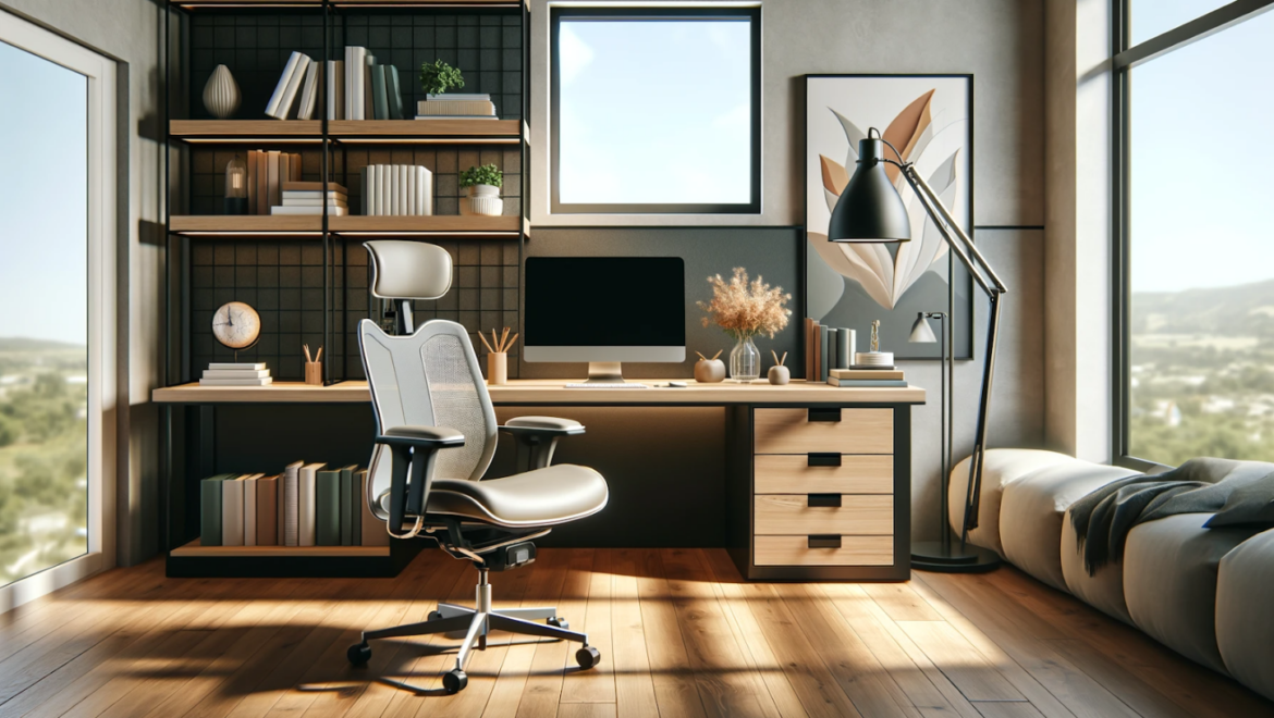 Mobilier pentru home office. Birou, scaun directorial.