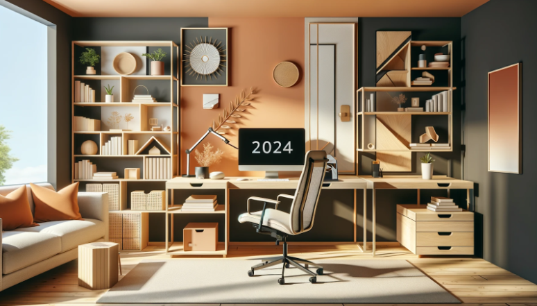 AMasa PC cu design unic. Culoare deschisa a lemnului.