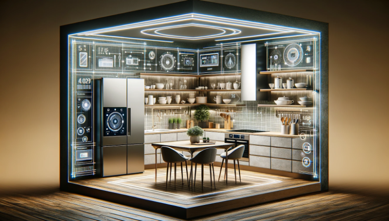 Bucătăria inteligentă. Viață mai ușoară cu electrocasnice smart. Masa de sufragerie cu scaune. 