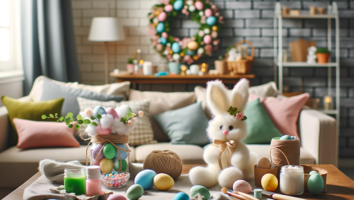 Decoraotii de Pastecu canpea bej pe fundal.