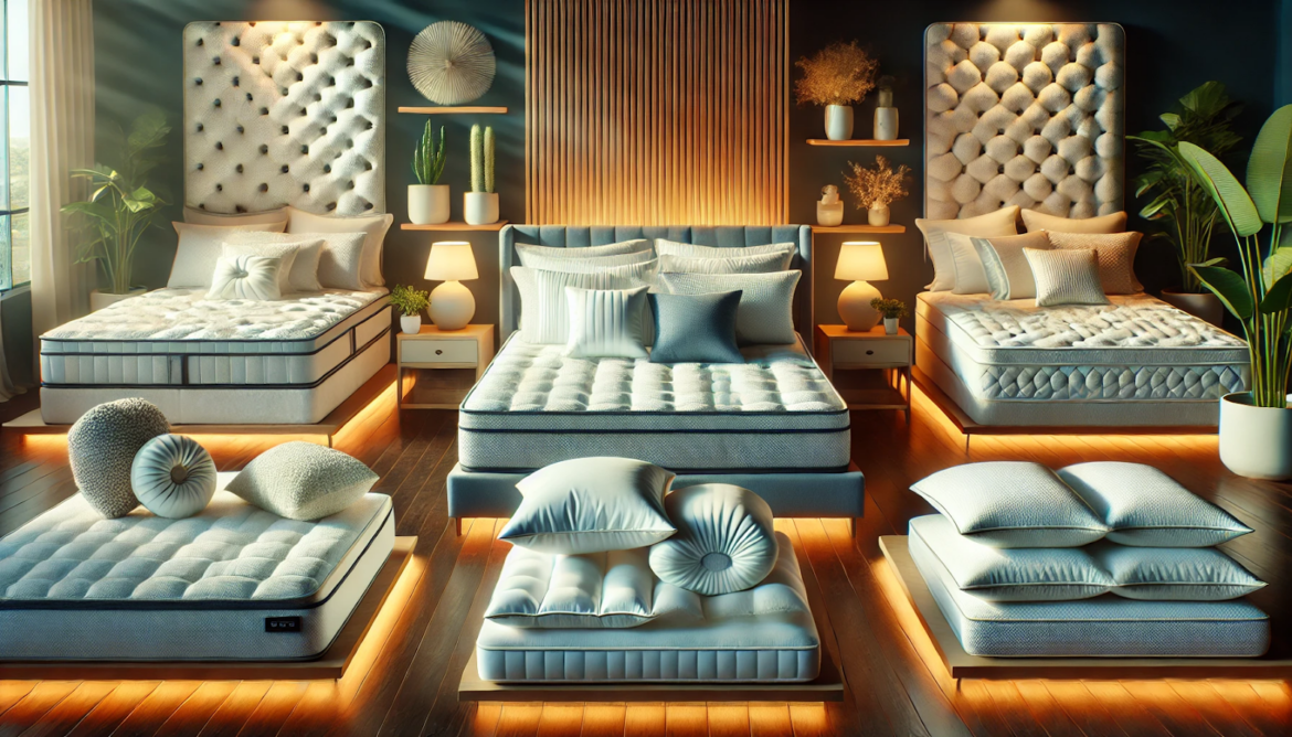 Saltea cu spumă, perne, noptiere