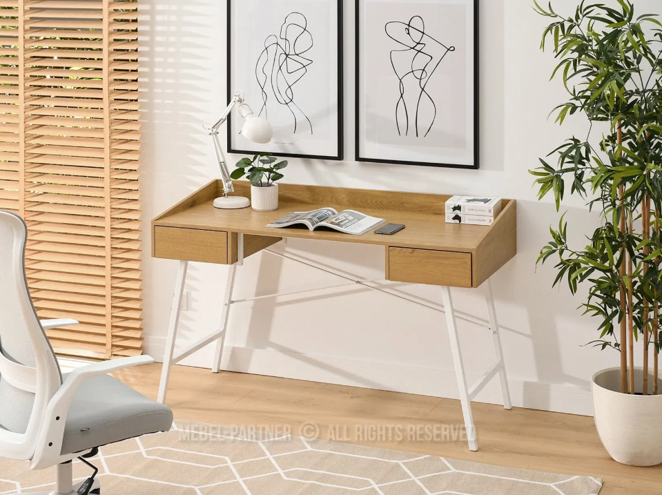 Masă de scris stejar cu alb