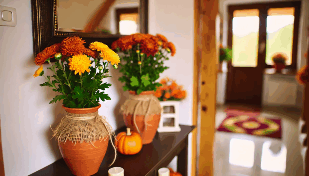 Decorațiuni de toamnă cu flori de sezon