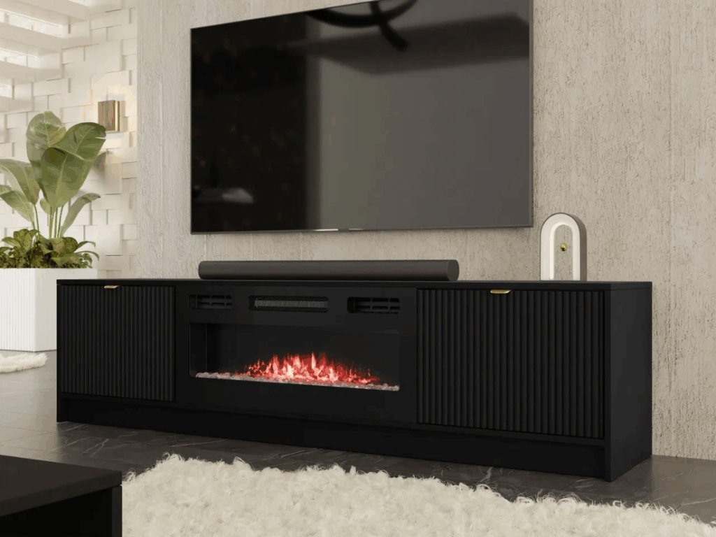 Masă TV cu șemineu electric Sarlana EF (negru)
