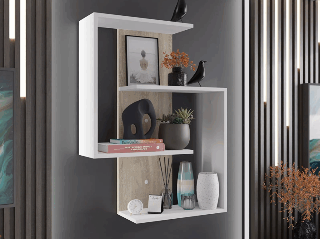 Raft de perete Gyanna (Alb + sonoma)