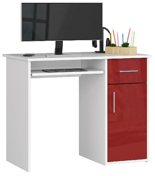 Masă PC Padma (alb + roșu lucios)