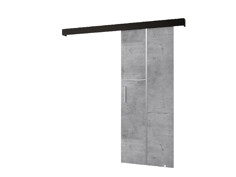 Uși culisante 90 cm Sharlene VII (beton + negru mat + argintiu)