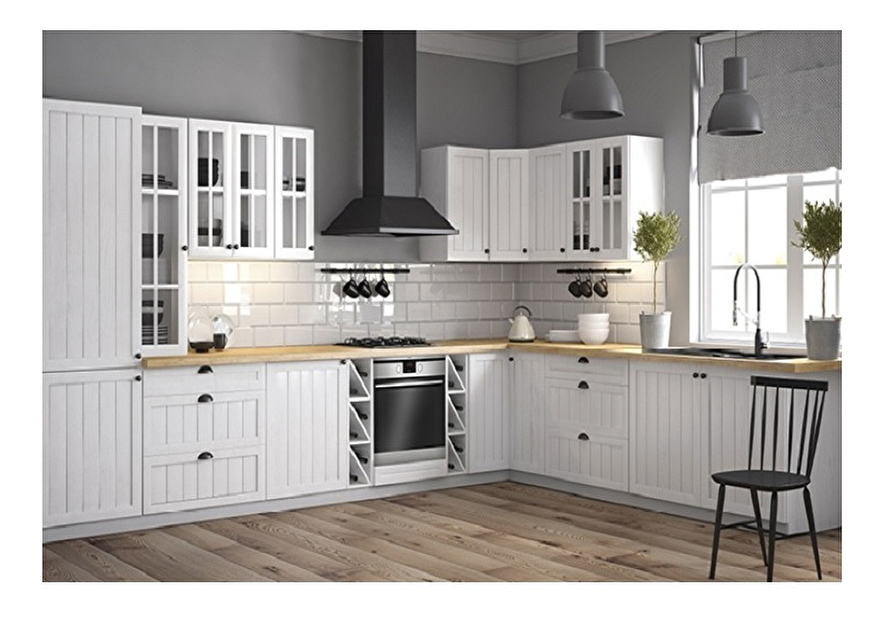 Dulap inferior de bucătărie pentru electrocasnice încorporate D60ZK Provense (alb + sosna andersen) *vânzare stoc