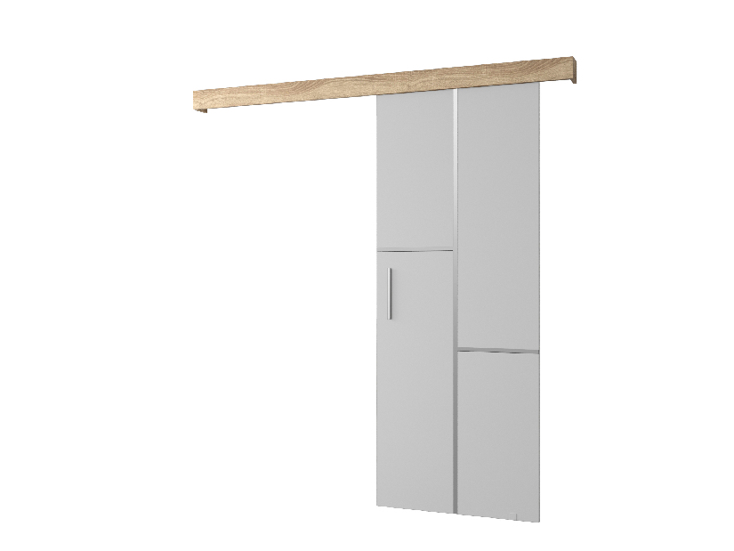 Uși culisante 90 cm Sharlene VII (alb mat + stejar sonoma + argintiu)