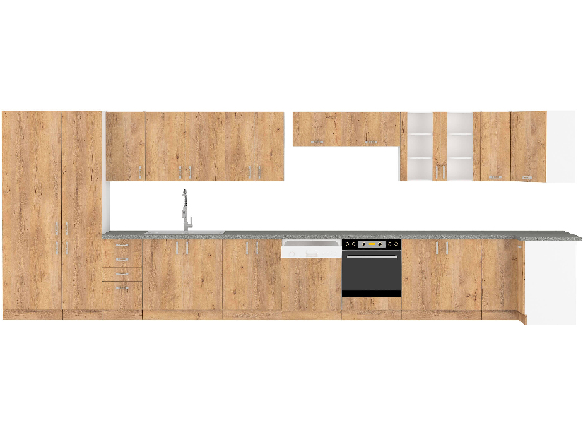 Dulap inferior de bucătărie Sylrona 40 D 4S BB (Alb + Stejar lefkas)
