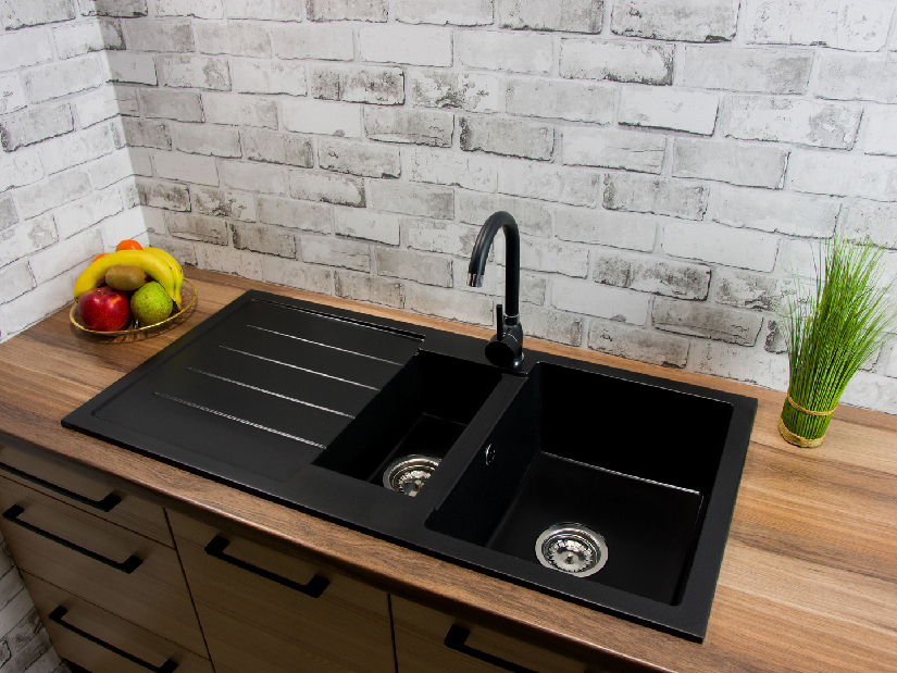 Chiuvetă de bucătărie Yuxur (negru) (cu 3 orificii pentru robinet) (S)