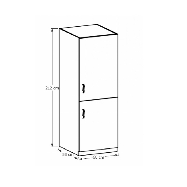 Dulap inferior de bucătărie pentru frigider încorporat D60ZL Provense (Alb + sosna andersen) (D)