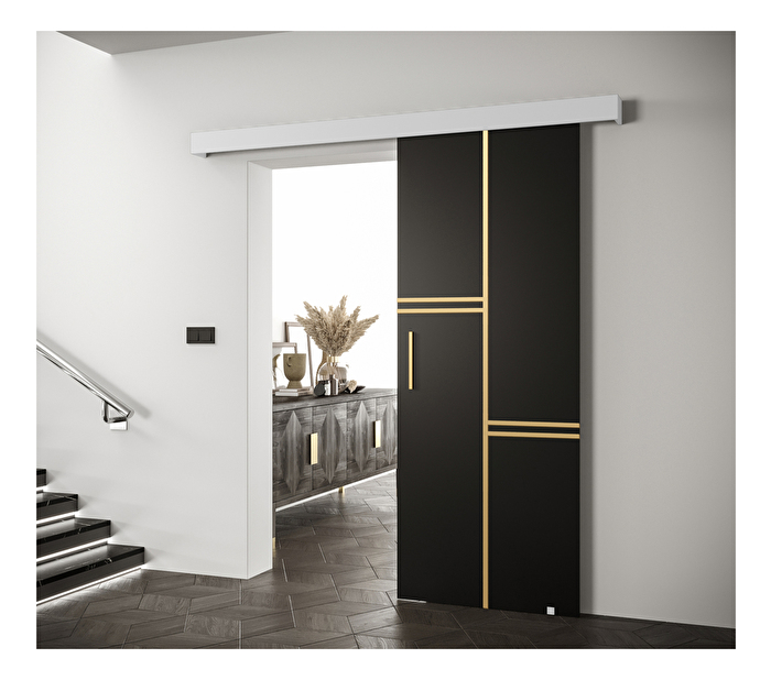 Uși culisante 90 cm Sharlene VIII (negru mat + alb mat + auriu)