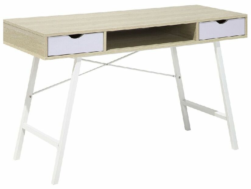 Set mobilier birou Jenza (Alb + lemn deschis)