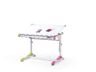 Masă de scris pentru copii Carma (alb + roz + verde)