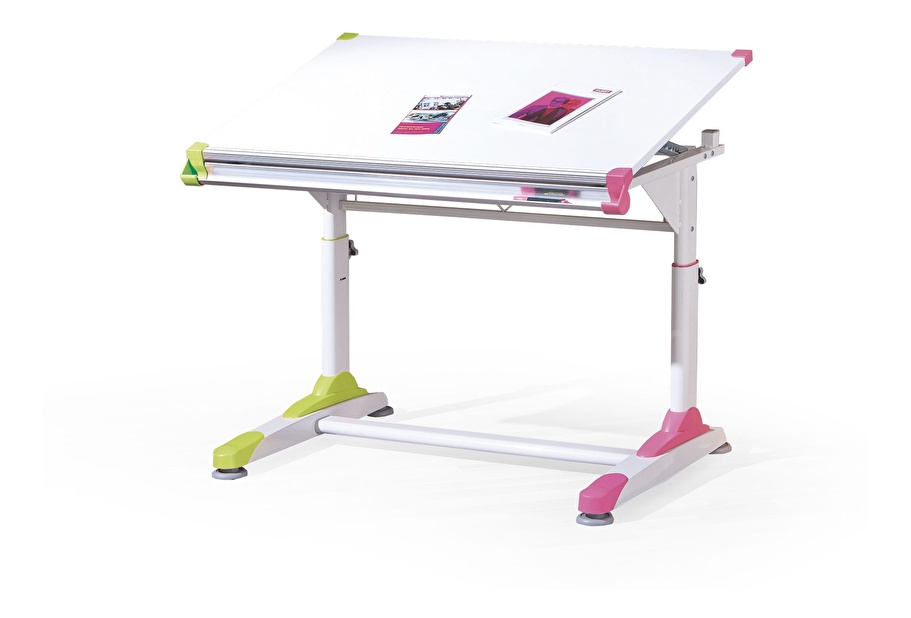 Masă de scris pentru copii Carma (alb + roz + verde)