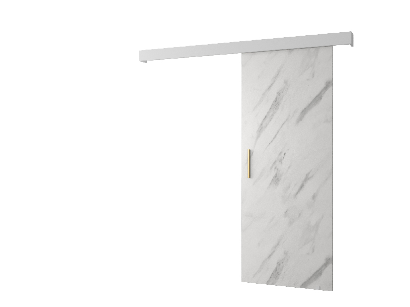 Uși culisante 90 cm Sharlene I (marmură alb + alb mat + auriu)