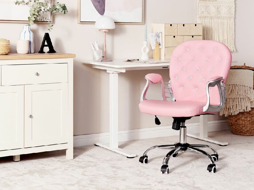 Scaun de birou Princie (roz piele ecologică)