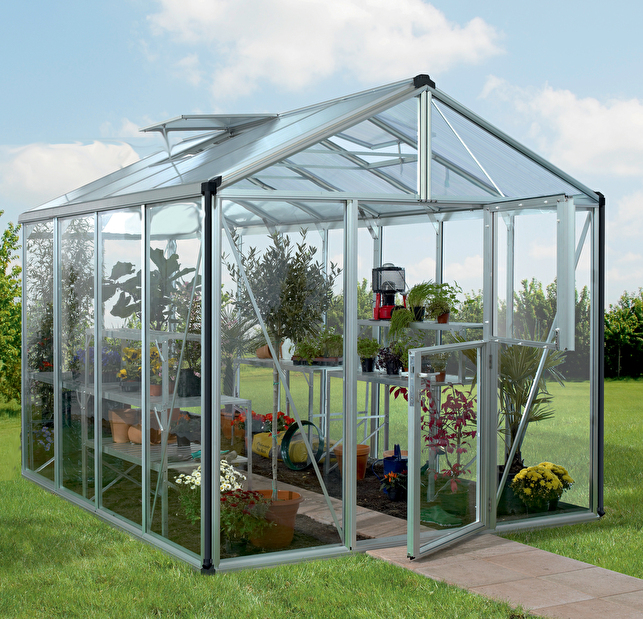 Stil clasic Greenhouse Zeus 8100 (policarbonat + sticlă securizată + aluminiu anodizat)