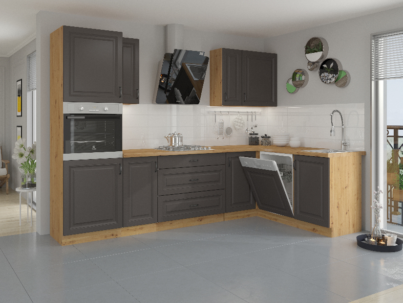 Dulap de bucătărie pentru alimente pentru cuptor Sheila 60 DPS 210 3S 1F (stejar artisan + grafit)