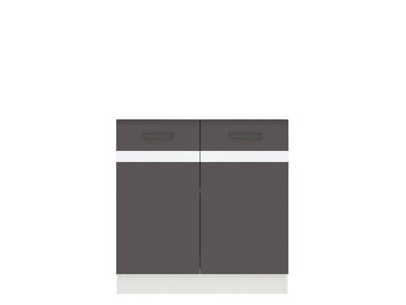 Dulap inferior de bucătărie sub chiuvetă Junona line DK2D/80/82 (gri wolfram + Alb lucios)