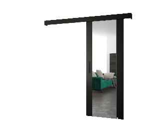 Uși culisante 90 cm Sharlene II (negru mat + negru mat + negru) (cu oglindă) (fara usa cu inchidere automata) *vânzare stoc