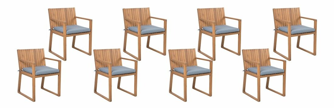 Set scaune 8 buc. Sasan (maro deschis) (cu perne albastre)