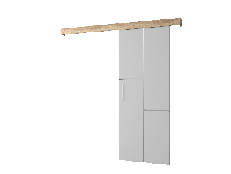 Uși culisante 90 cm Sharlene VII (alb mat + stejar sonoma + argintiu)