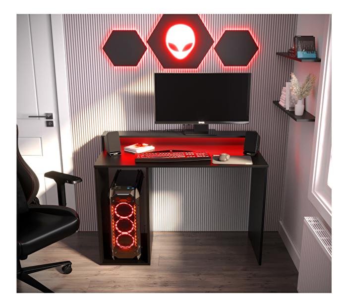 Masă PC pentru gaming Garrick 2 (negru) (cu iluminat LED RGB)