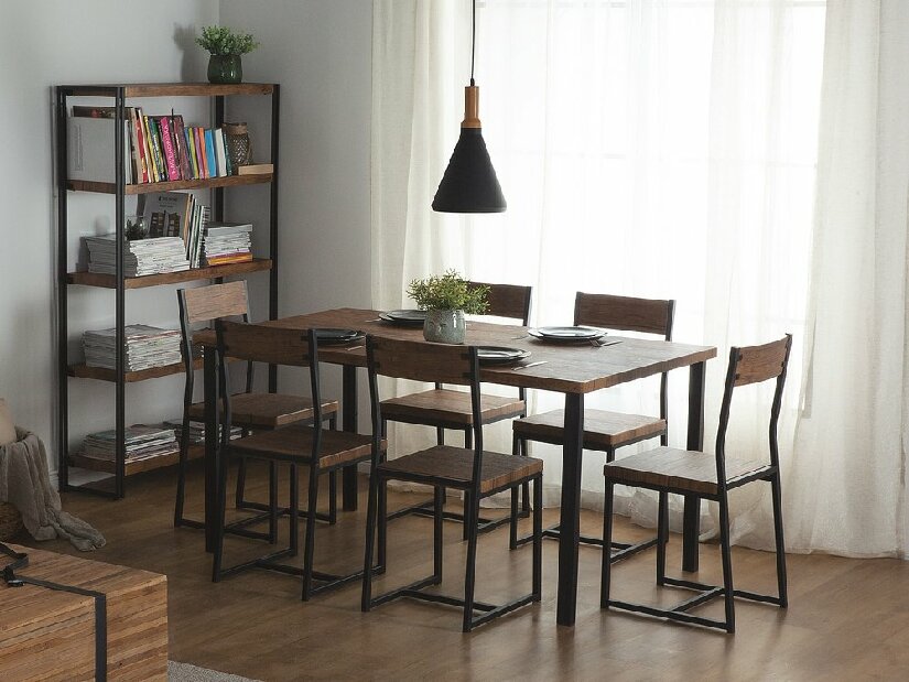 Set masă scaune pentru sufragerie Lasido (pentru 6 persoane) (negru) *resigilat
