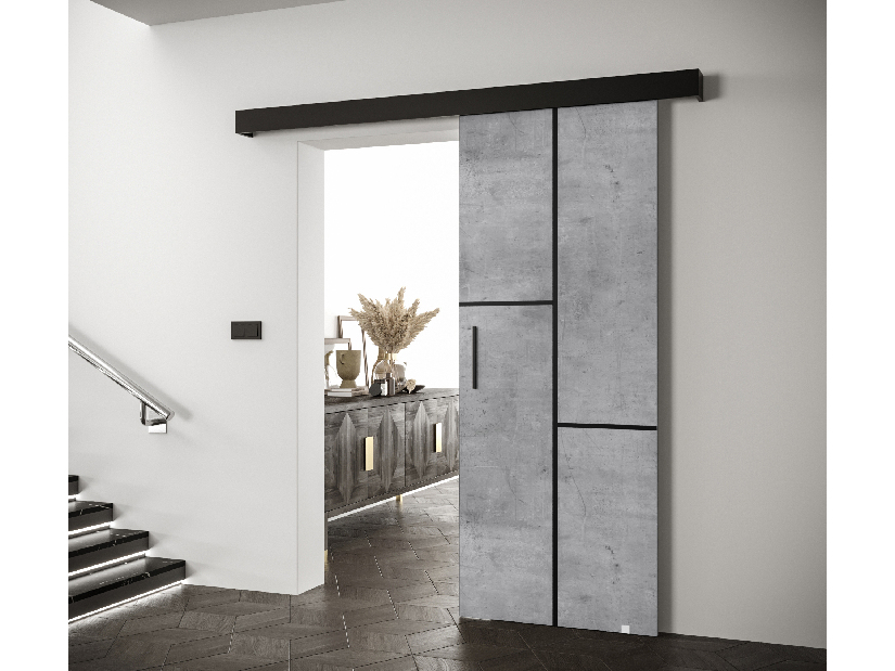 Uși culisante 90 cm Sharlene VII (beton + negru mat + negru)