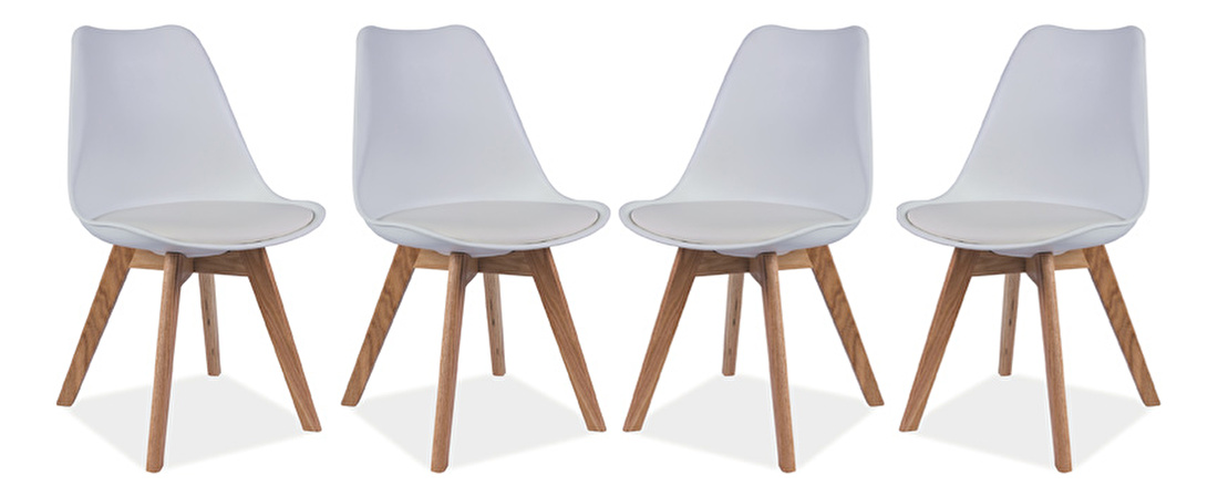 Set 2 buc. scaune pentru sufragerie Kris (alb + stejar) *vânzare stoc